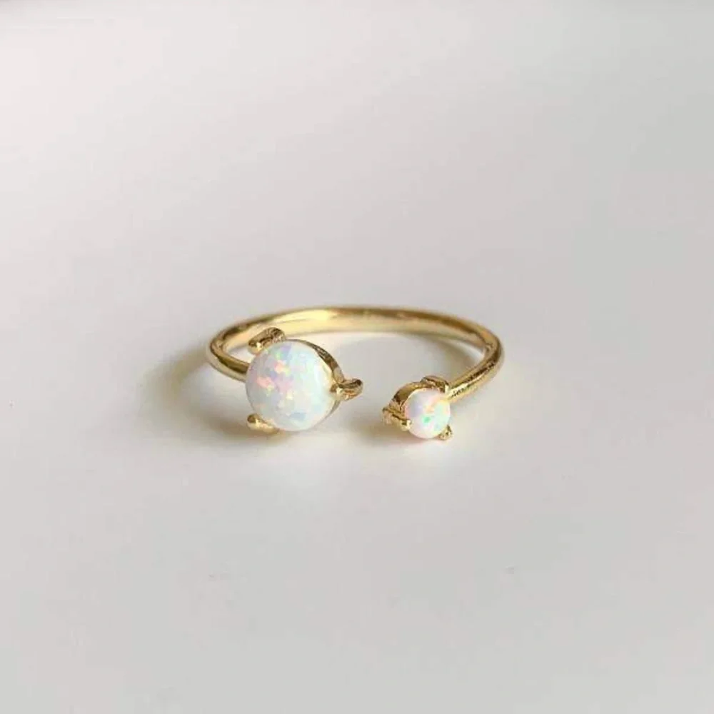 Adjustable Sterling Silver Double Opal Ring